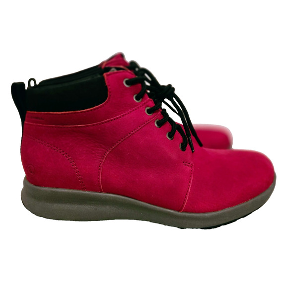 Clarks Unstructured Red Leather Lace-Up Boots Size 7 NEW without box - Picture 3 of 9